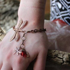 Dragonfly Bracelet, Dragonfly Anklet, Dragonfly, Victorian Bracelet, Spring Gift